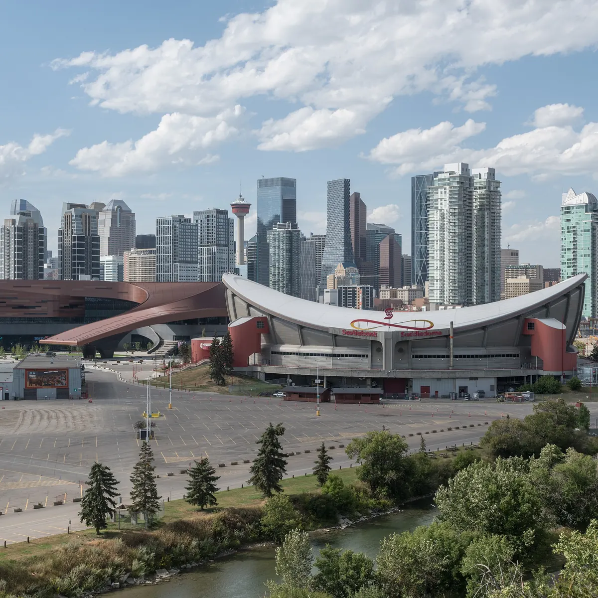 Calgary Stampede Grounds and the downtown skyline