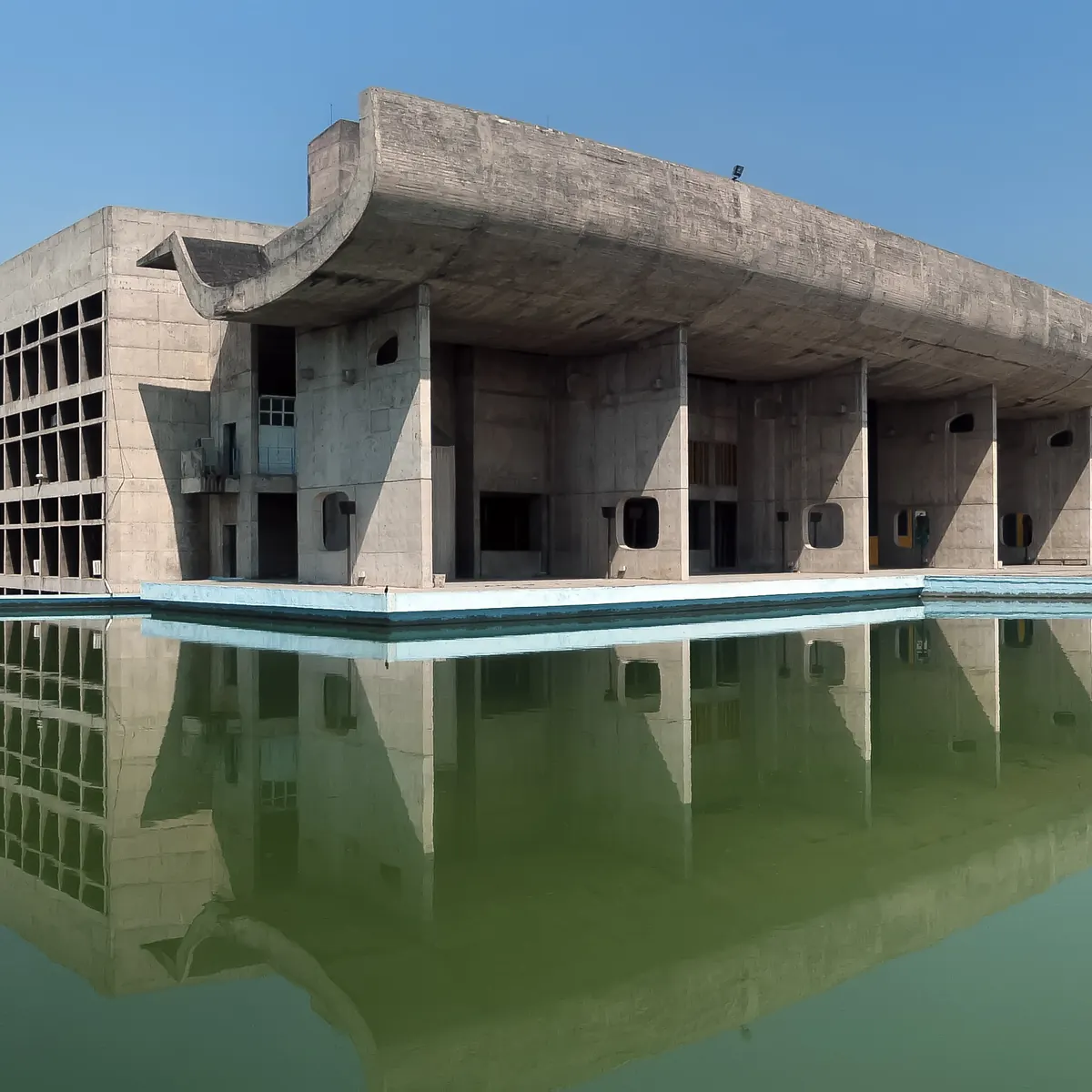 Palace of Assembly and its reflecting pool in Chandigarh