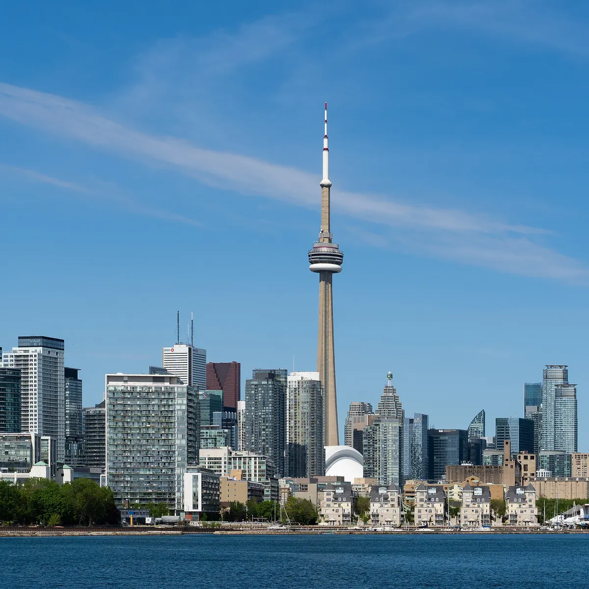Toronto skyline and the CN Tower viewed across the water